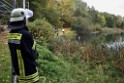 Einsatz BF Koeln PKW im See Koeln Esch P086